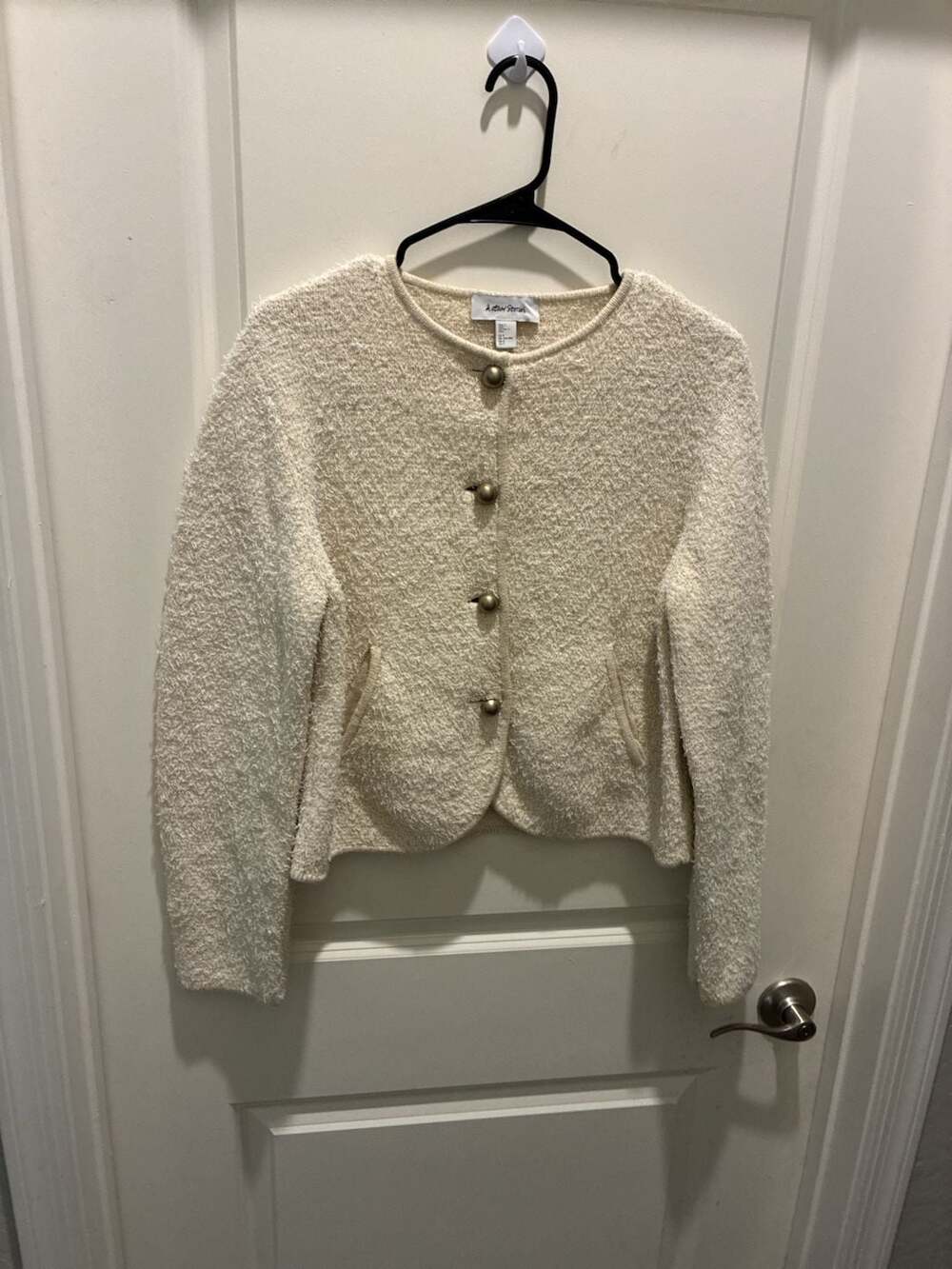 & Other Stories Textured Glitter Cardigan Jacket Cream Off-White Size Small